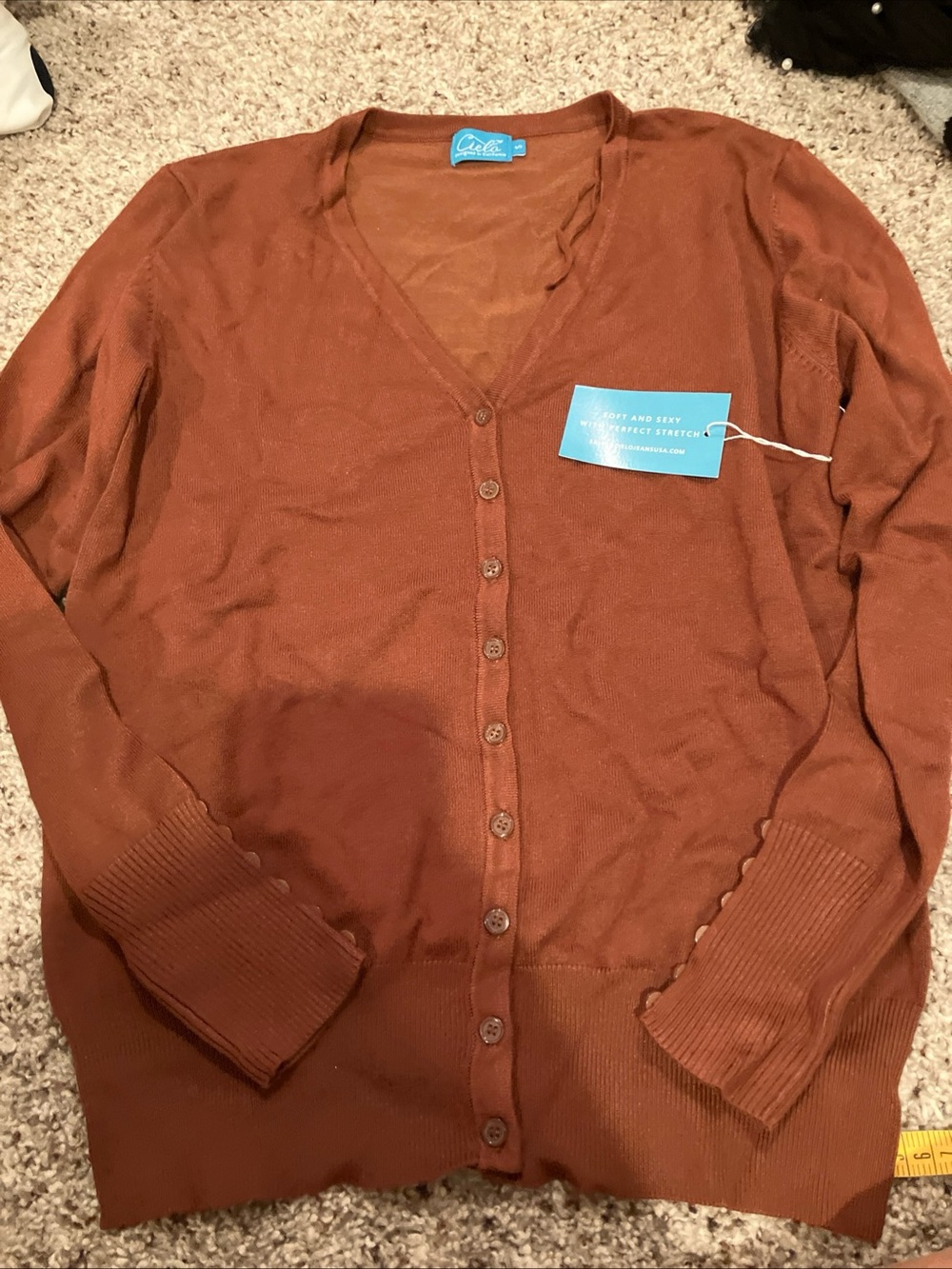 Cielo women’s Size Small Tobacco Brown Button Front cardigan NWT